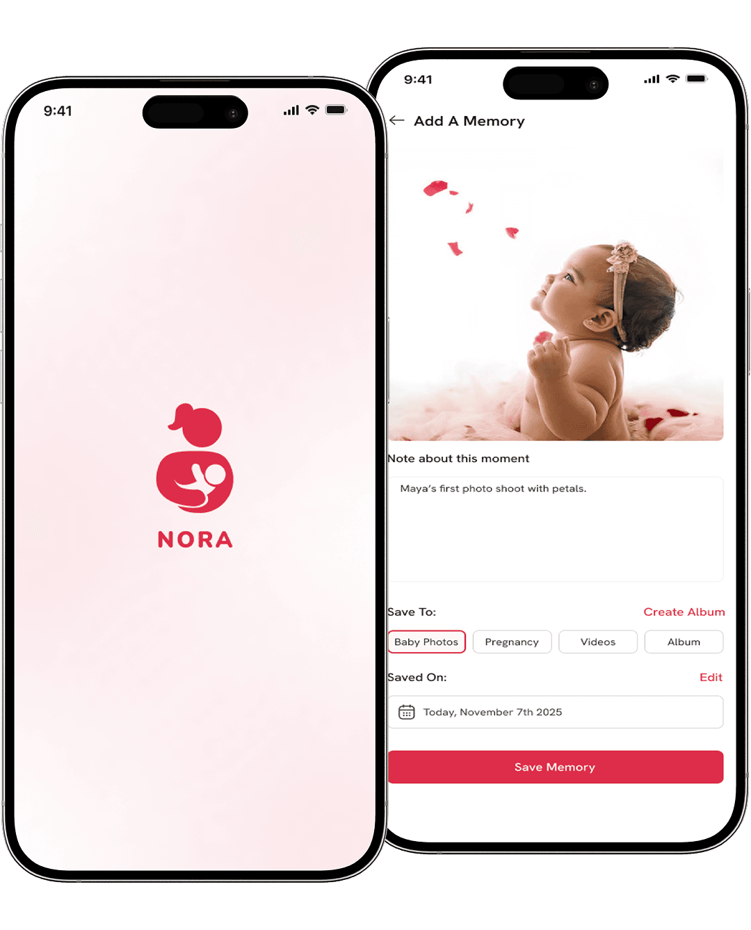 An image of 2 phones with nora app